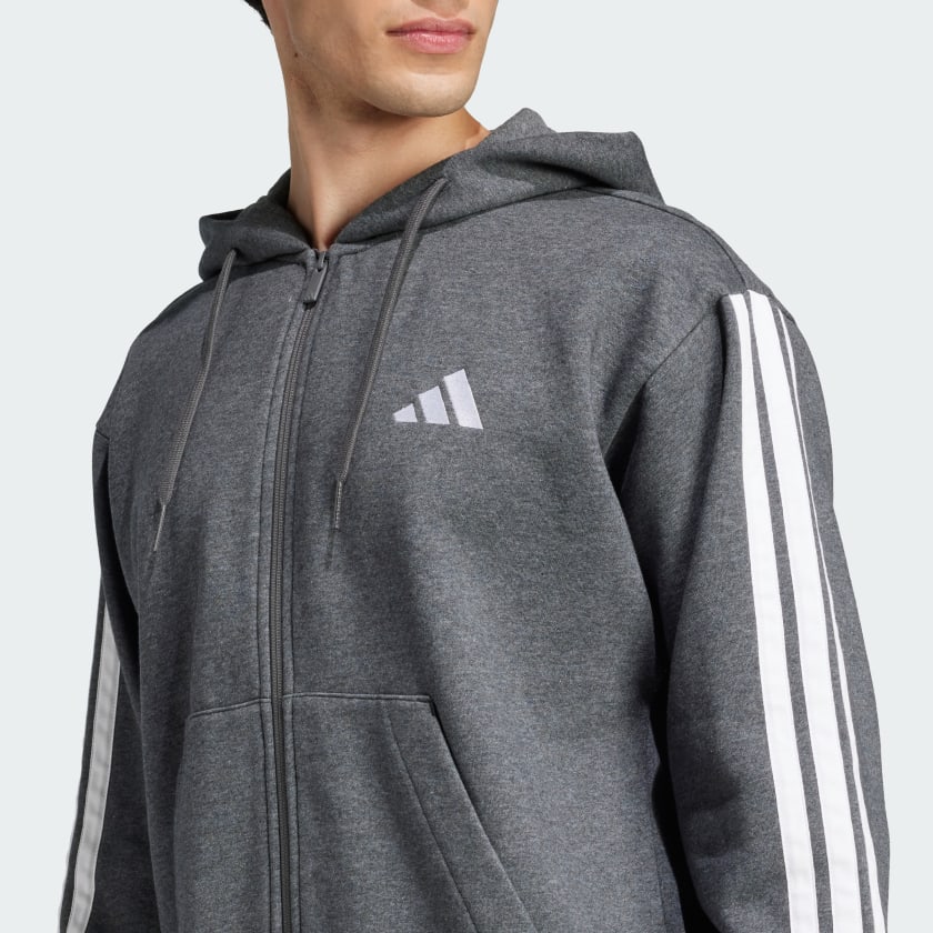 adidas men Essentials 3 Stripes Fleece Hoodie
