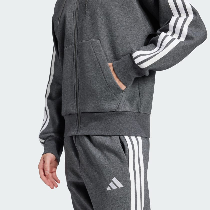 adidas men Essentials 3 Stripes Fleece Hoodie
