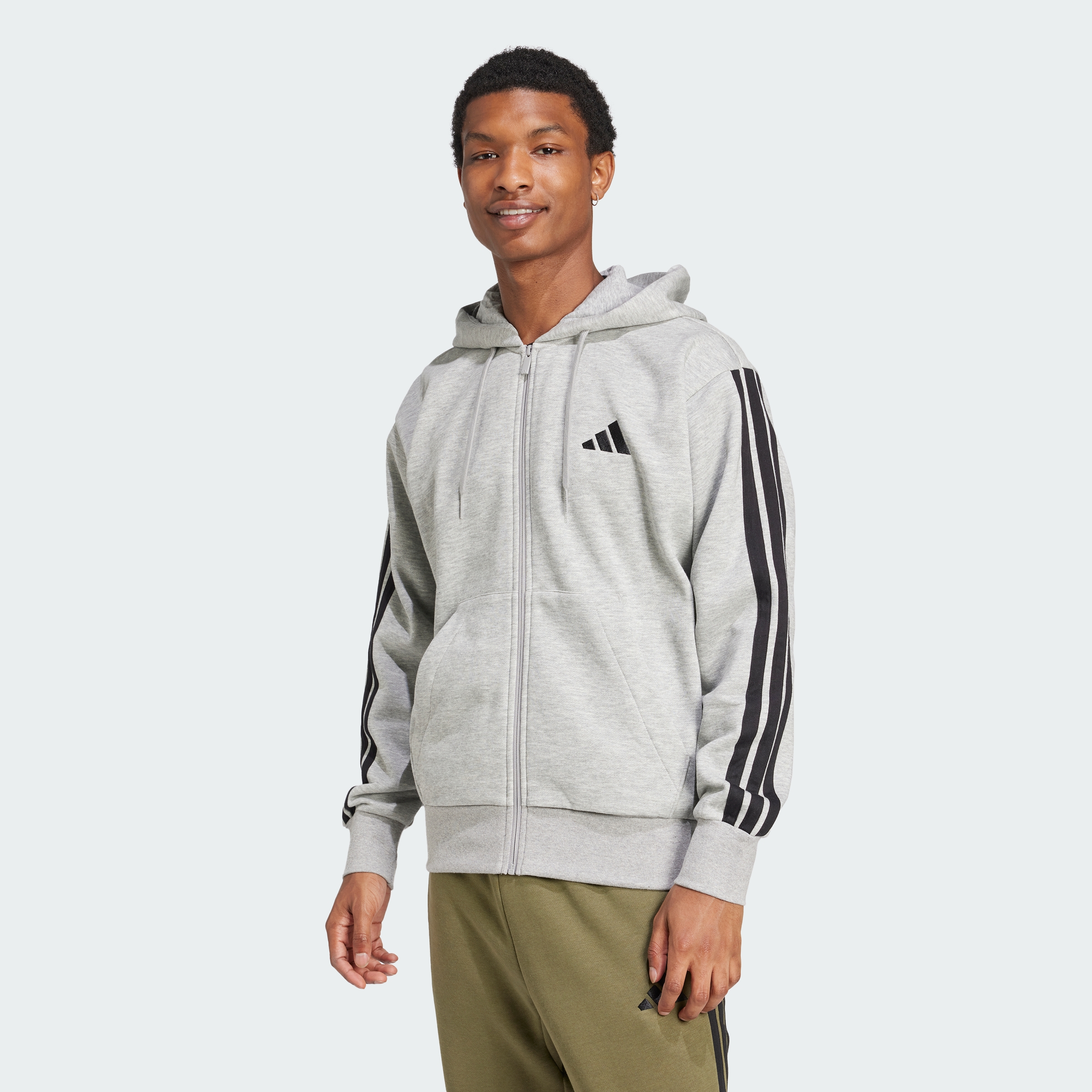 adidas men Essentials 3 Stripes Fleece Hoodie