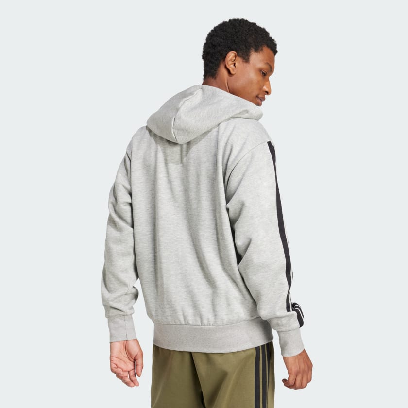 adidas men Essentials 3 Stripes Fleece Hoodie