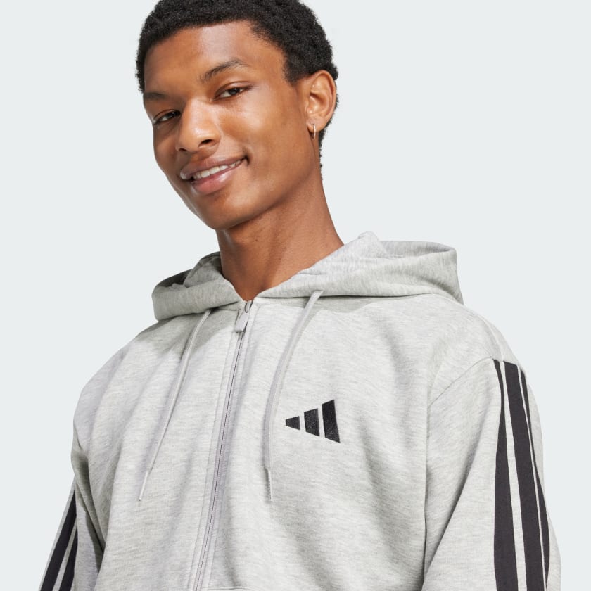 adidas men Essentials 3 Stripes Fleece Hoodie