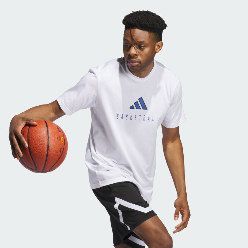 adidas men Worldwide Hoops Logo Performance Graphic Tee