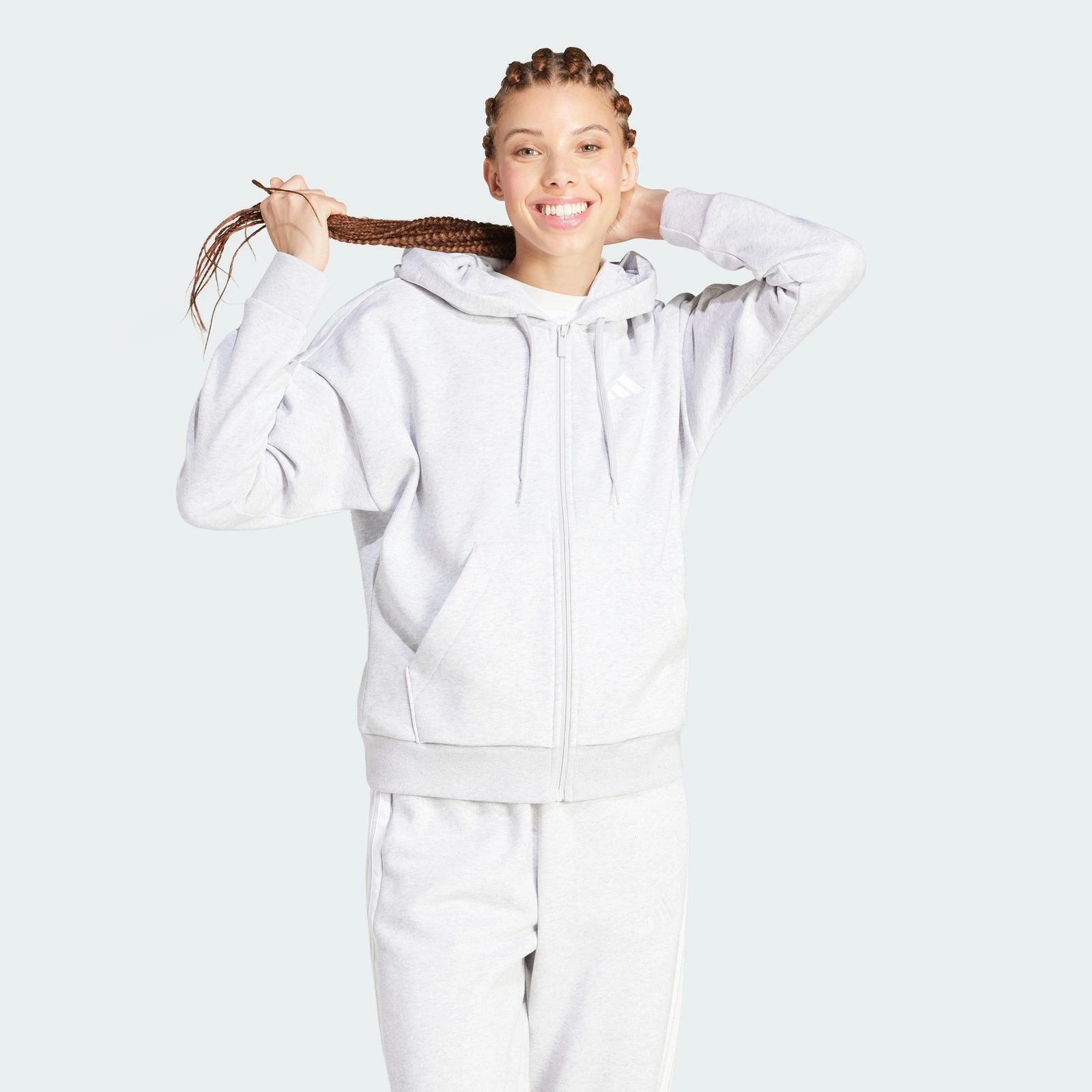 adidas women Essentials 3 Stripes Full Zip Fleece Hoodie