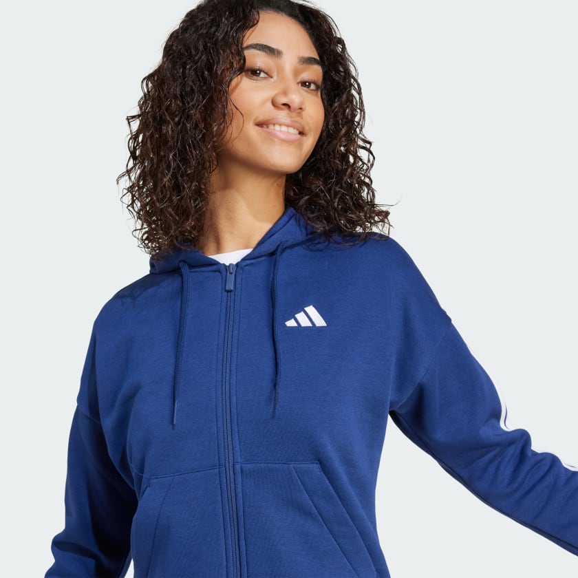 adidas women Essentials 3 Stripes Full Zip Fleece Hoodie