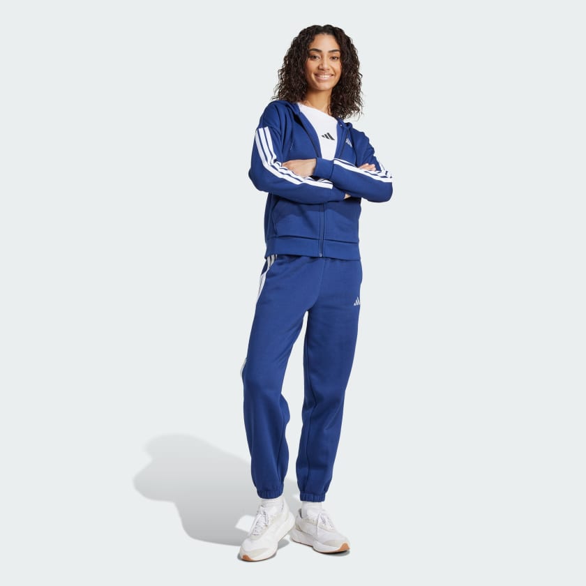 adidas women Essentials 3 Stripes Full Zip Fleece Hoodie