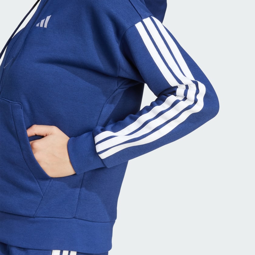 adidas women Essentials 3 Stripes Full Zip Fleece Hoodie