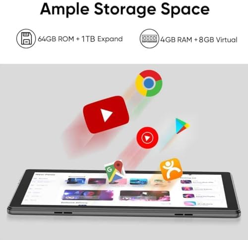 aiprotablet Tablet 10 inch Android 15 Tablets  12GB RAM 64GB ROM 1TB Expand  Quad Core Processor  1280x800 LCD Touch Screen  WiFi 5  Dual Camera  BT5 0  6000mAh Battery  Black 