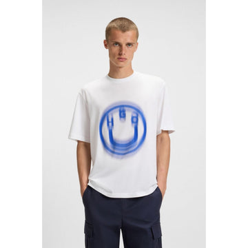 all gender t shirt with blurred logo print