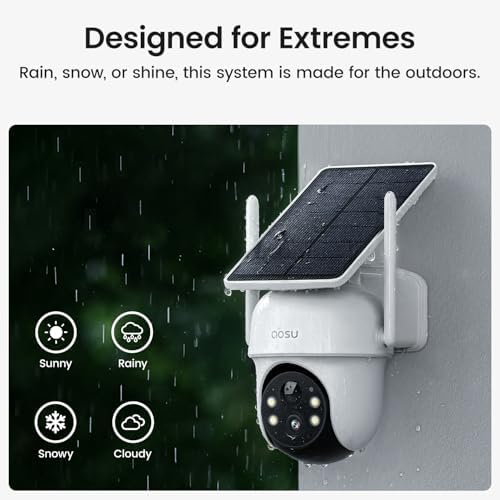 aosu Security Cameras Outdoor Wireless  2 Cam Kit  No Subscription  Solar Powered  Home Security Cameras System with 360  Pan & Tilt  Auto Tracking  2K Color Night Vision  Easy Setup  2 4 & 5GHz WiFi