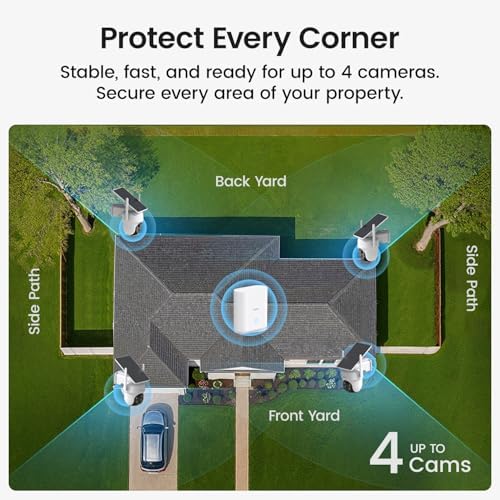 aosu Security Cameras Outdoor Wireless  4 Cam Kit  No Subscription Required  Solar Powered  Home Security Cameras System with 360  Pan & Tilt  Auto Tracking  2K Color Night Vision  Easy Setup