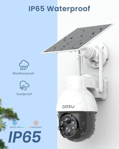 aosu Solar Camera Security Outdoor   Security Cameras Wireless Outdoor with 360  Panoramic View  Human Auto Tracking  2K Night Vision  Compatible with Alexa/Google Assistant  2 Pack