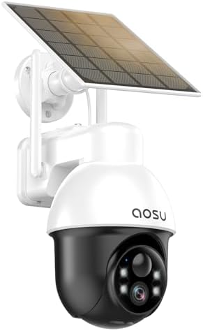 aosu Solar Camera Security Outdoor   Security Cameras Wireless Outdoor with 360  Panoramic View  Human Auto Tracking  2K Night Vision  Compatible with Alexa/Google Assistant  2 Pack
