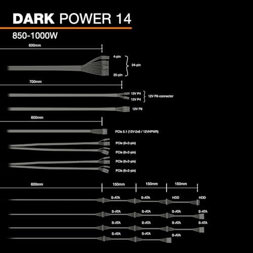 be quiet  Dark Power 13 1000W Quiet Performance Power Supply   80 Plus Titanium Efficiency   ATX 3 1  PCIe 5   Modular   BN661