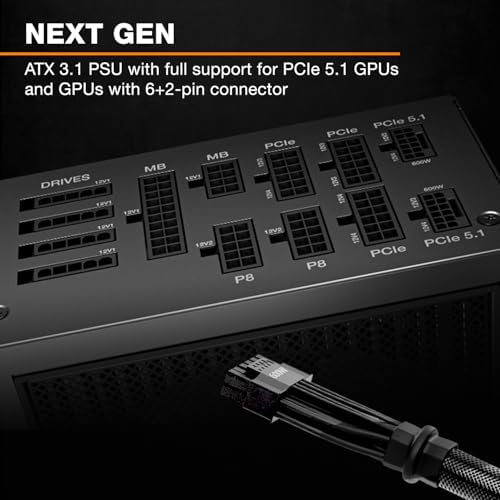 be quiet  Dark Power 14 1200W  ATX 3 1  80 Plus  Titanium  Modular Power Supply  Active and semi Passive Cooling  PCIe 5 1  PCIe 5 0 and PCIe 4 0 Graphics Cards  12V 2x6 Cable Included  Silent Wings