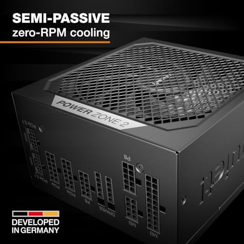 be quiet  Power Zone 1200W Power Supply  80 Plus  Platinum and Cybenetics Platinum  semi Passive Zero RPM Cooling  Pure Wings 3 140mm Fan  90  Angled 12V 2x6 Connector  PCIe 5 1/ATX 3 1 Compatibility