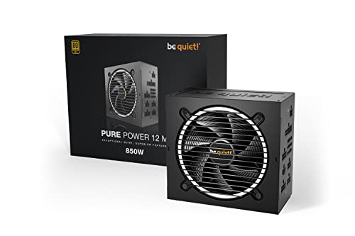 be quiet  Pure Power 12 M 850W Modular Power Supply   80 Plus  Gold   ATX 3 1   PCIe 5 0 GPUs and 6 2 pin connectors   12VHPWR Cable Included   Silent 120mm be quiet  Fan   BN505 I 10 Year Warranty