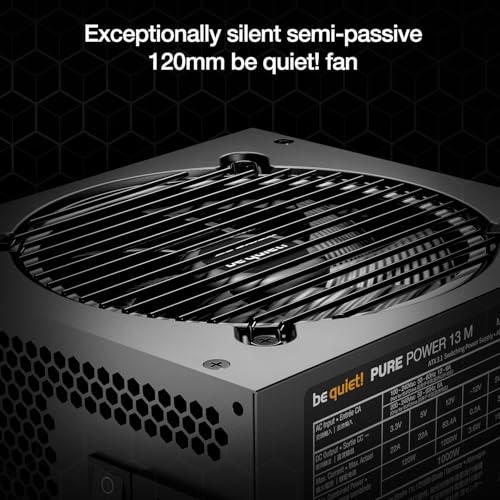 be quiet  Pure Power 13 M 750W Power Supply  80 Plus  Gold Certification  ATX 3 1 PSU  Support for PCIe 5 1 GPUs  semi Passive 120mm be quiet  Fan  LLC Technology  Single Rail  for Overclocked GPUs