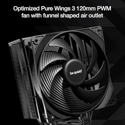 be quiet  Pure Rock 3 Black CPU Air Cooler   4 High Performance 6mm Heat Pipes with HDT Technology   120mm PWM Fan   AMD AM4 AM5/Intel LGA 1700/1150/1151/1200   Black   BK039