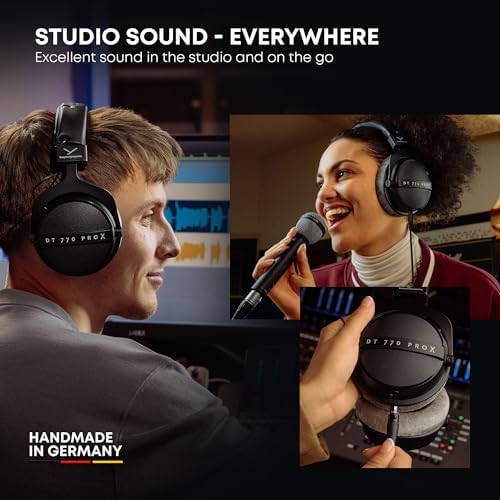 beyerdynamic DT 770 Pro X Over Ear Studio Wired Headphones for Recording and Monitoring  Closed  with Detachable Cable Handmade in Germany  48 Ohms  Black 