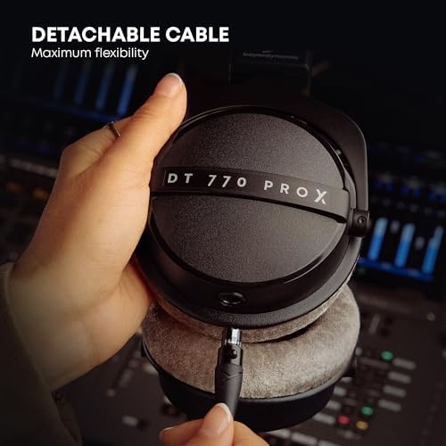 beyerdynamic DT 770 Pro X Over Ear Studio Wired Headphones for Recording and Monitoring  Closed  with Detachable Cable Handmade in Germany  48 Ohms  Black 