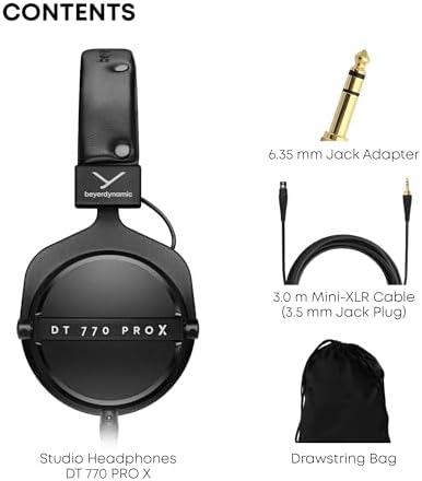 beyerdynamic DT 770 Pro X Wired Over Ear Headphones  48 Ohm  Closed Back Professional Recording Studio Monitor  Recording  Monitoring  Sound Isolation  Handmade in Germany  Black
