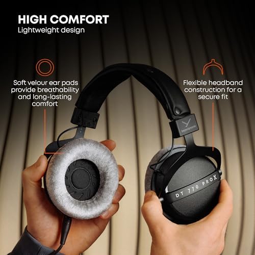 beyerdynamic DT 770 Pro X Wired Over Ear Headphones  48 Ohm  Closed Back Professional Recording Studio Monitor  Recording  Monitoring  Sound Isolation  Handmade in Germany  Black