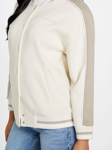 brandy color block varsity jacket