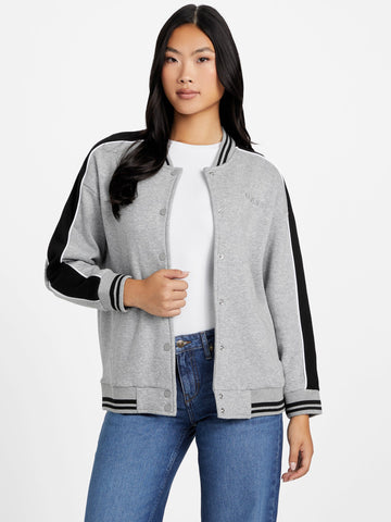 brandy color block varsity jacket