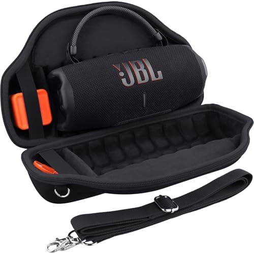 co2CREA Case for JBL Charge 6 Waterproof Portable Bluetooth Speaker  Hard Travel Case with Detachable Shoulder Strap  Black Case