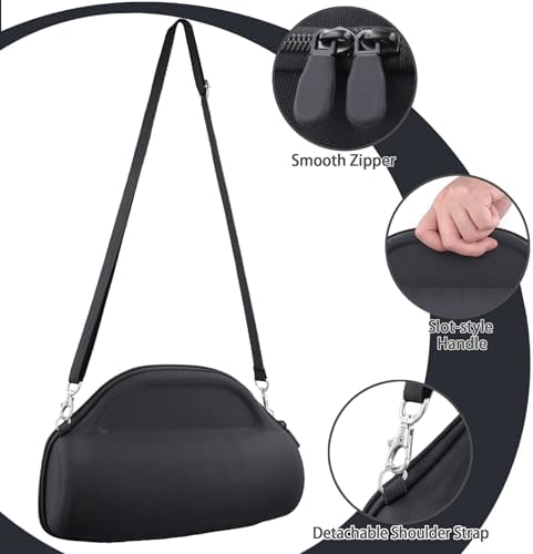 co2CREA Case for JBL Charge 6 Waterproof Portable Bluetooth Speaker  Hard Travel Case with Detachable Shoulder Strap  Black Case
