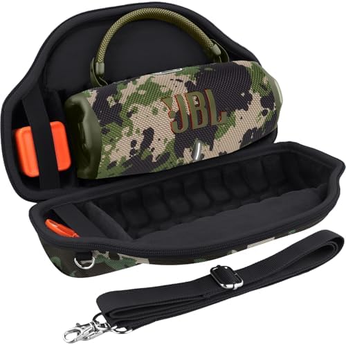 co2CREA Case for JBL Charge 6 Waterproof Portable Bluetooth Speaker  Hard Travel Case with Detachable Shoulder Strap  Black Case