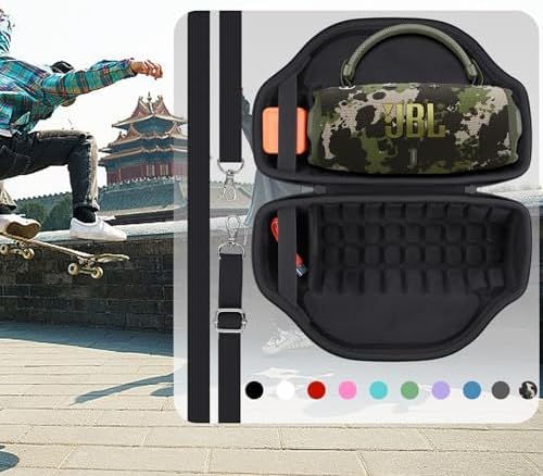 co2CREA Case for JBL Charge 6 Waterproof Portable Bluetooth Speaker  Hard Travel Case with Detachable Shoulder Strap  Black Case