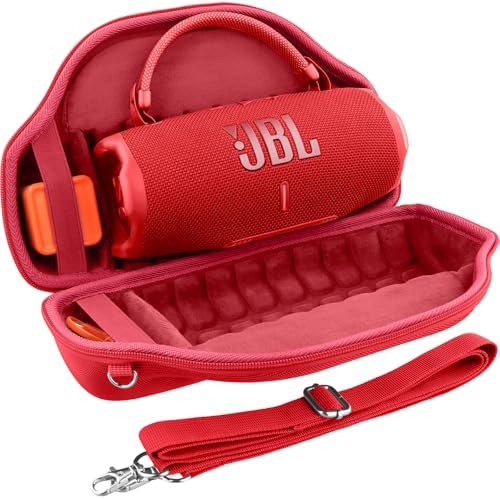 co2CREA Case for JBL Charge 6 Waterproof Portable Bluetooth Speaker  Hard Travel Case with Detachable Shoulder Strap  Black Case