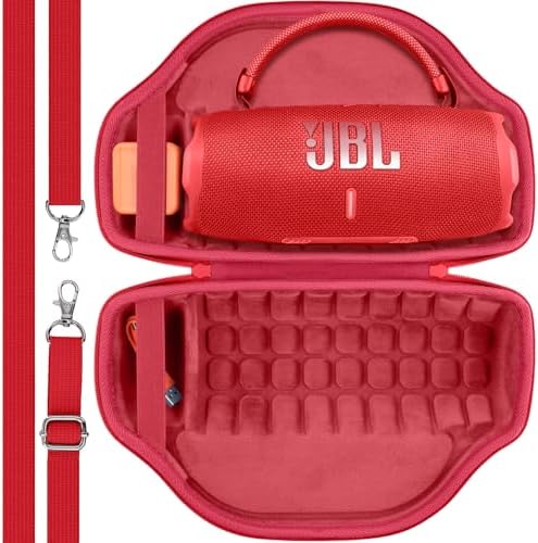 co2CREA Case for JBL Charge 6 Waterproof Portable Bluetooth Speaker  Hard Travel Case with Detachable Shoulder Strap  Black Case