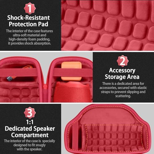 co2CREA Case for JBL Charge 6 Waterproof Portable Bluetooth Speaker  Hard Travel Case with Detachable Shoulder Strap  Black Case