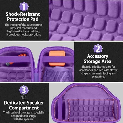 co2CREA Case for JBL Charge 6 Waterproof Portable Bluetooth Speaker  Hard Travel Case with Detachable Shoulder Strap  Black Case