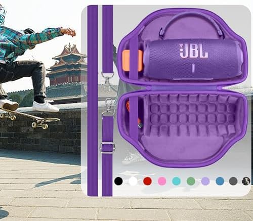 co2CREA Case for JBL Charge 6 Waterproof Portable Bluetooth Speaker  Hard Travel Case with Detachable Shoulder Strap  Black Case