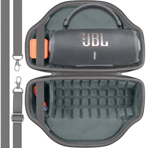 co2CREA Case for JBL Charge 6 Waterproof Portable Bluetooth Speaker  Hard Travel Case with Detachable Shoulder Strap  Black Case