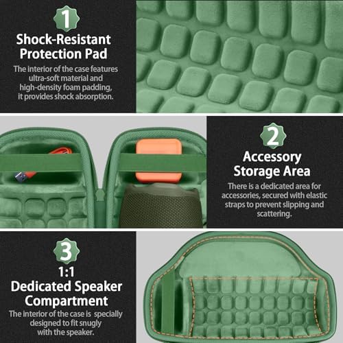 co2CREA Case for JBL Charge 6 Waterproof Portable Bluetooth Speaker  Hard Travel Case with Detachable Shoulder Strap  Black Case