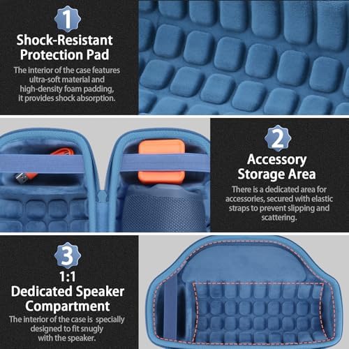 co2CREA Case for JBL Charge 6 Waterproof Portable Bluetooth Speaker  Hard Travel Case with Detachable Shoulder Strap  Black Case