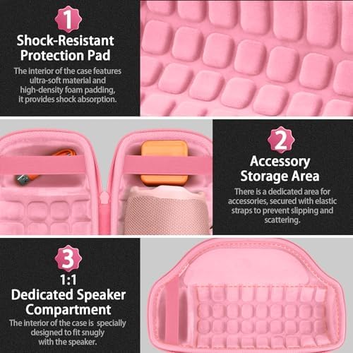 co2CREA Case for JBL Charge 6 Waterproof Portable Bluetooth Speaker  Hard Travel Case with Detachable Shoulder Strap  Black Case