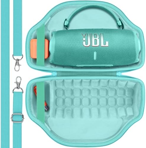 co2CREA Case for JBL Charge 6 Waterproof Portable Bluetooth Speaker  Hard Travel Case with Detachable Shoulder Strap  Black Case