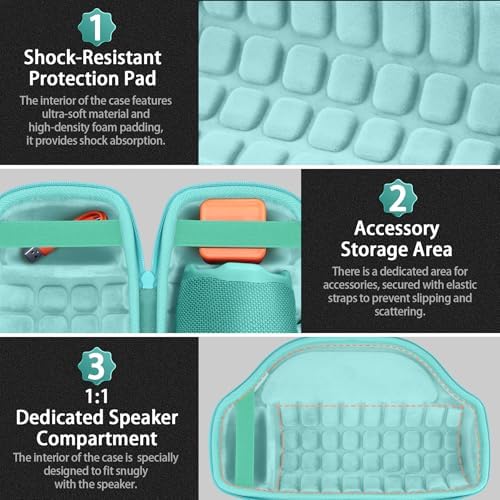 co2CREA Case for JBL Charge 6 Waterproof Portable Bluetooth Speaker  Hard Travel Case with Detachable Shoulder Strap  Black Case