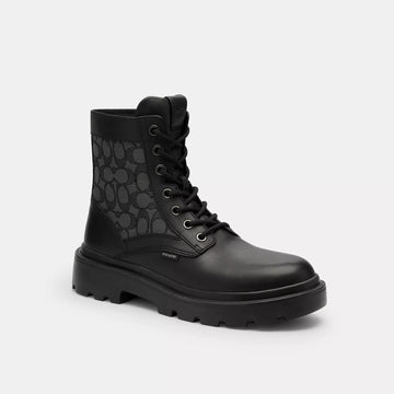 combat boot with signature jacquard