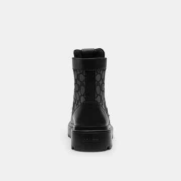 combat boot with signature jacquard