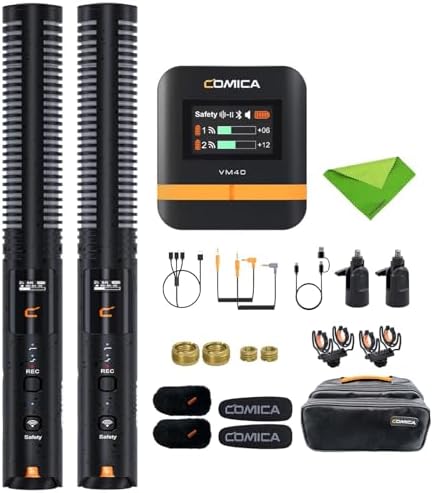 comica VM40 Combo Wireless Shotgun Microphone 2 4G Super Cardioid Polar Pattern 48kHz/32 bit Float Recording Wired/Wireless Dual Modes 32G On Board Recording Mic VM 30 Upgraded Version 