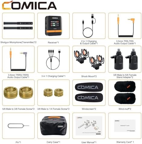 comica VM40 Combo Wireless Shotgun Microphone 2 4G Super Cardioid Polar Pattern 48kHz/32 bit Float Recording Wired/Wireless Dual Modes 32G On Board Recording Mic VM 30 Upgraded Version 