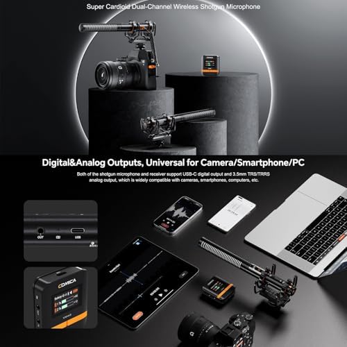 comica VM40 Combo Wireless Shotgun Microphone 2 4G Super Cardioid Polar Pattern 48kHz/32 bit Float Recording Wired/Wireless Dual Modes 32G On Board Recording Mic VM 30 Upgraded Version 