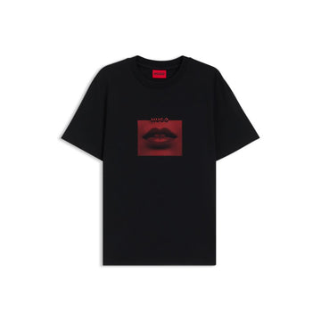 cotton jersey t shirt with lip artwork
