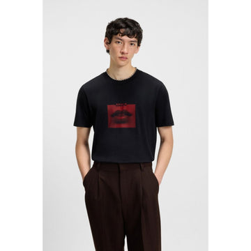 cotton jersey t shirt with lip artwork